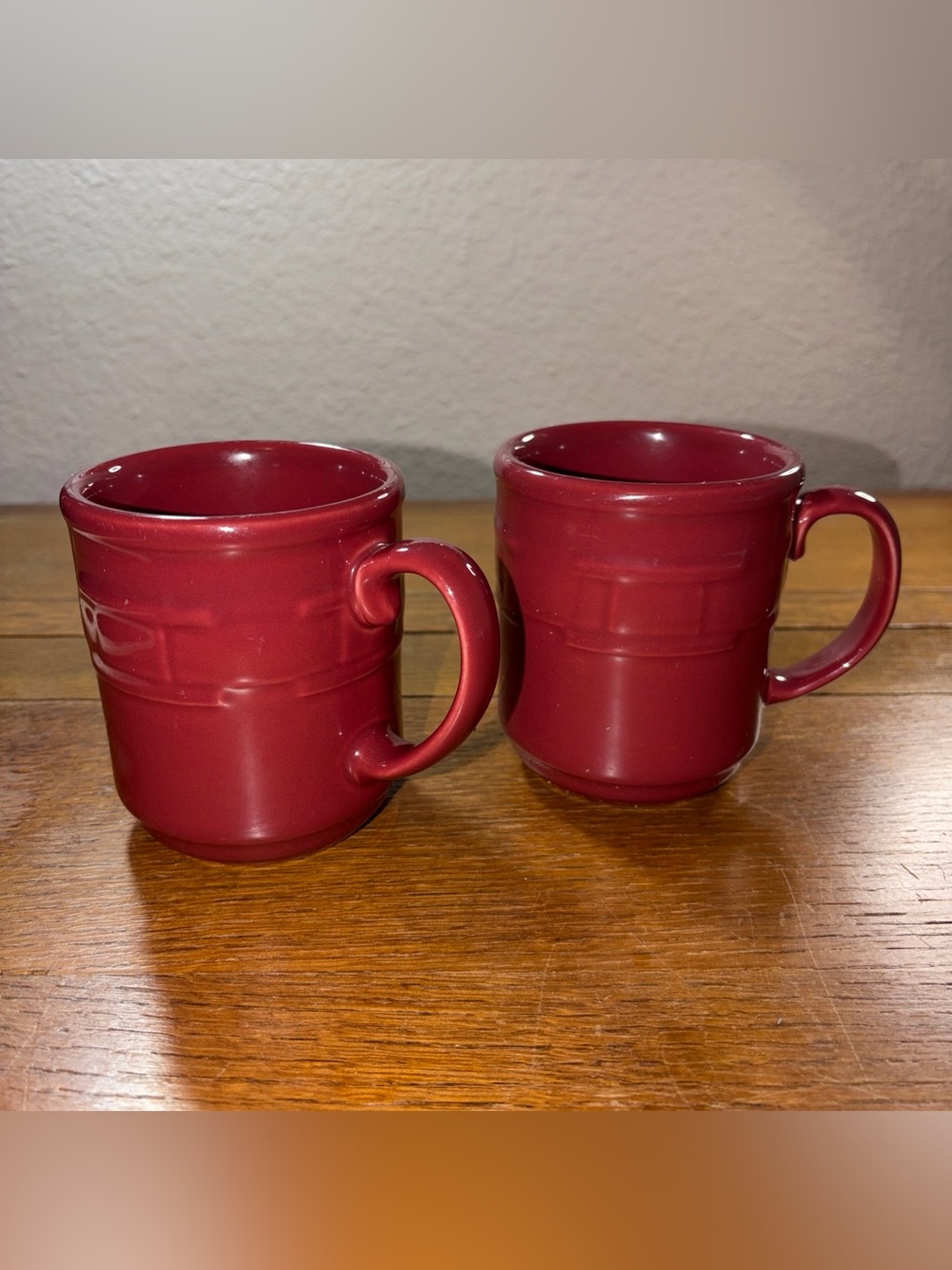 Longaberger Pottery Woven Traditions - Paprika Red Mugs - Set Of 2